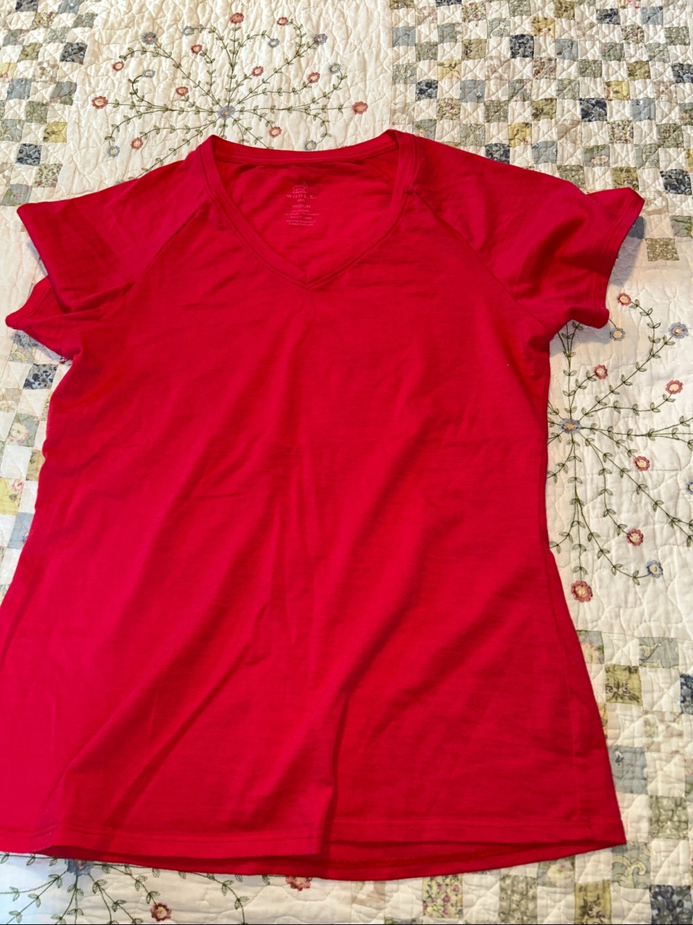 Woolx Red Merino Wool Short Sleeve T-shirt